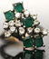LADY'S EMERALD & DIAMOND 14KT WHITE GOLD RING