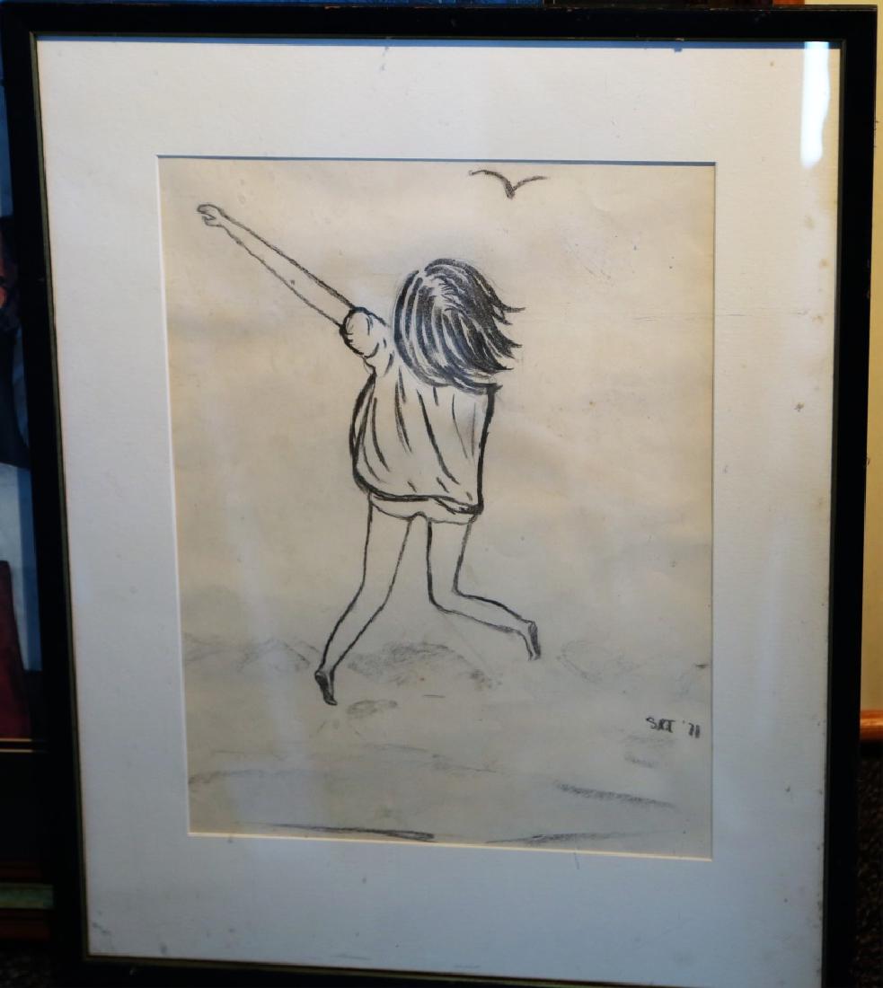 SUE TAUBE, CHARCOAL ON PAPER (1971) , FRAMED (1 of 2)