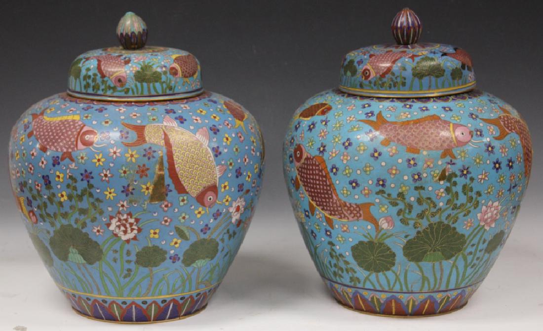 PAIR OF CHINESE CLOISONNE JARS (1 of 4)