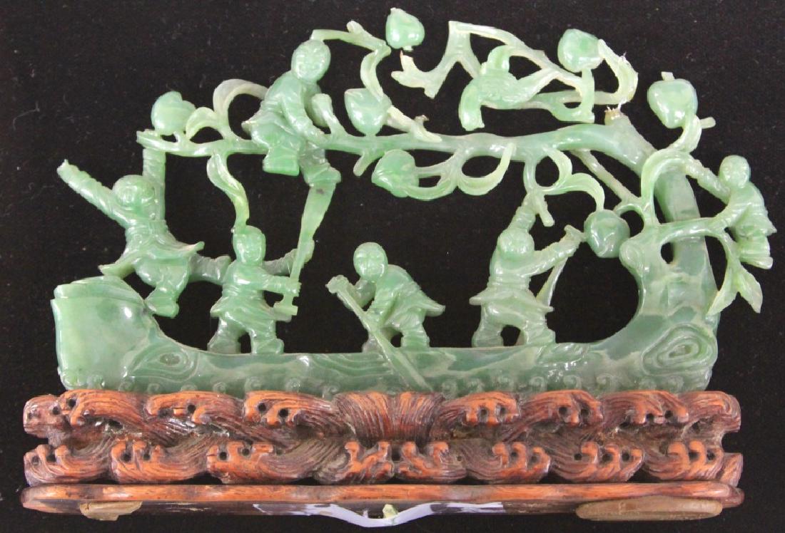 CHINESE JADE CARVING OF BOYS WITH TREE AND BOAT (1 of 6)