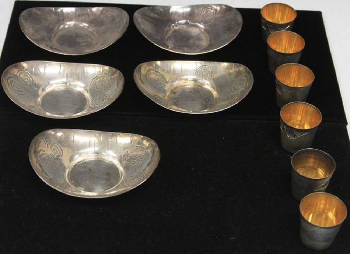 LOT OF (11) JAPANESE SILVER SAKE CUP & SAUCERS Dec 16, 2018 Robert