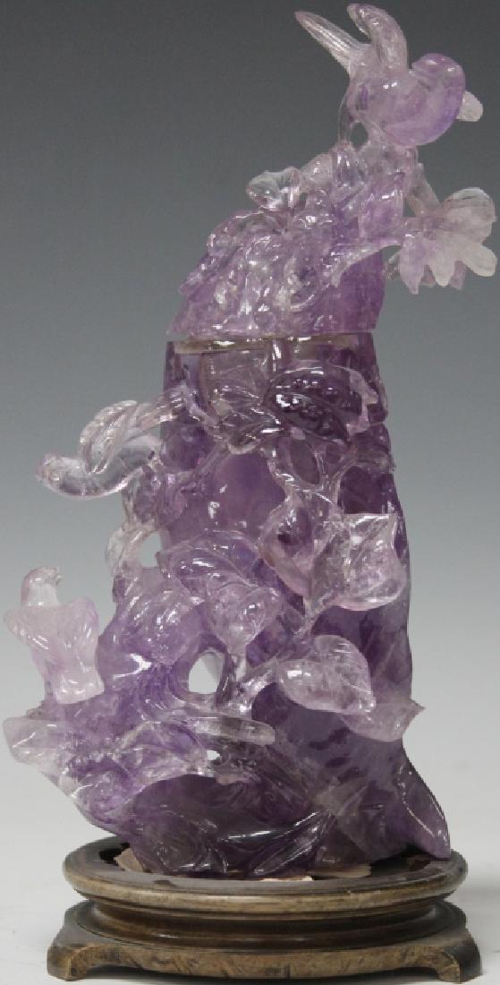 VINTAGE CHINESE AMETHYST CARVING ON STAND (1 of 2)