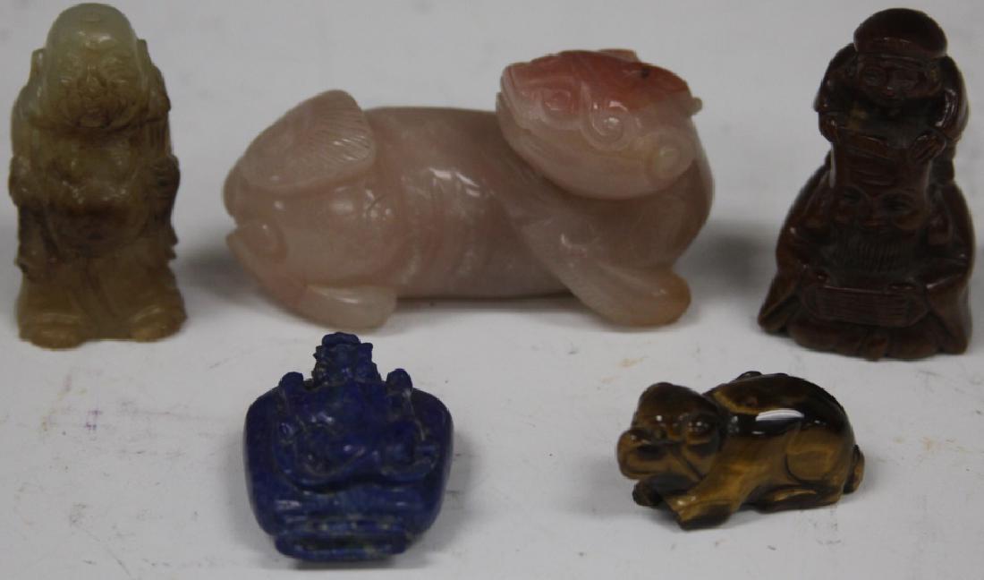 LOT OF (5) CHINESE CARVINGS, ONE LAPIS (1 of 2)
