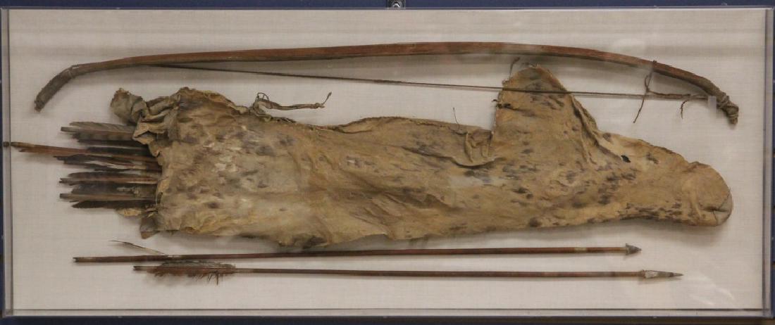 NATIVE AMERICAN (CA) FRAMED BOW, ARROWS & BAG (1 of 1)
