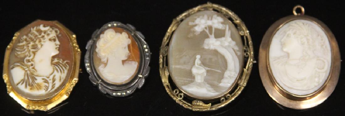 LOT OF (4) CAMEOS, INCL. GOLD & SILVER (1 of 6)