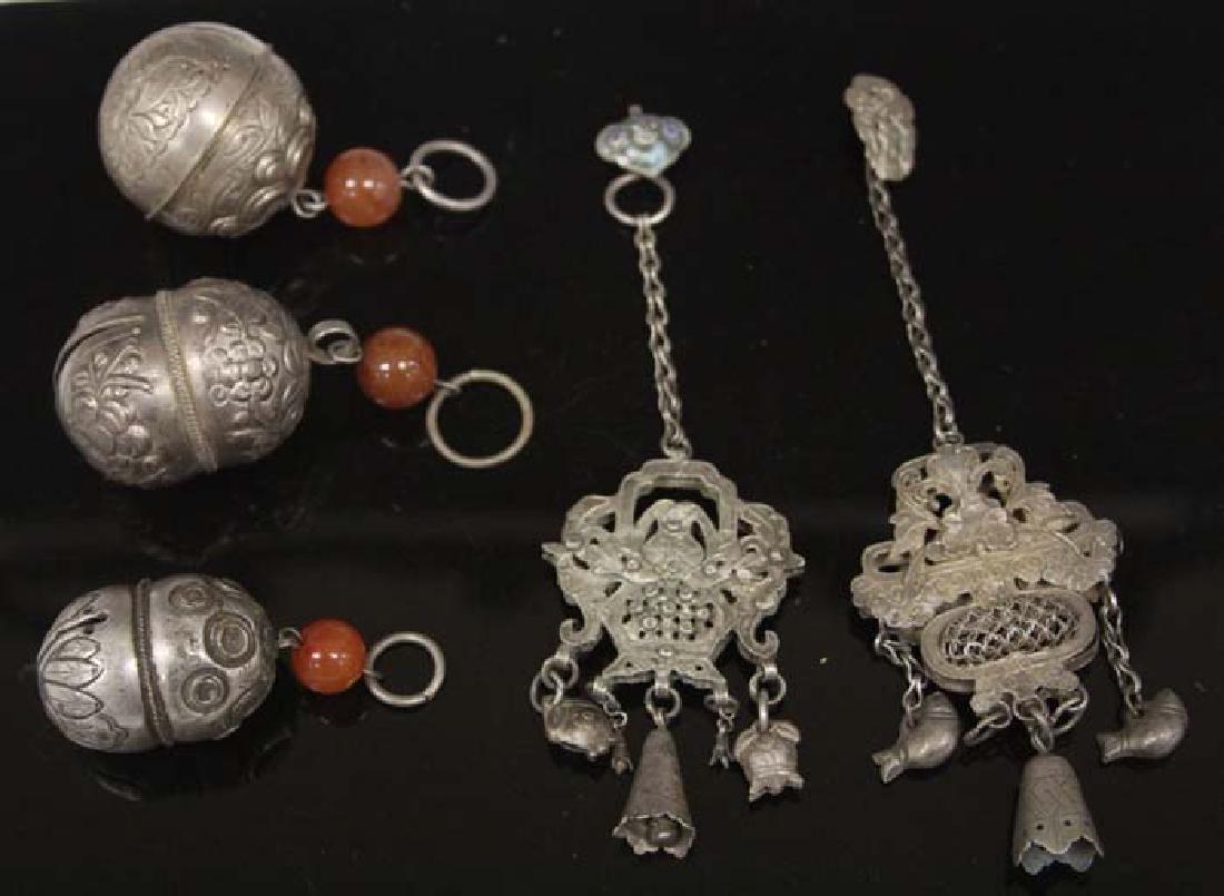 LOT OF (5) VINTAGE CHINESE SILVER BELLS & CHARMS (1 of 5)