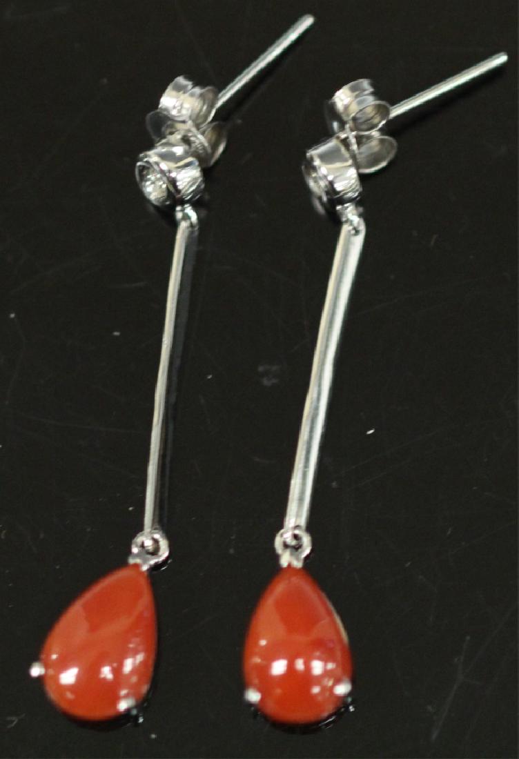 PAIR OF CORAL 14KT WHITE GOLD DROP EARRINGS (1 of 4)