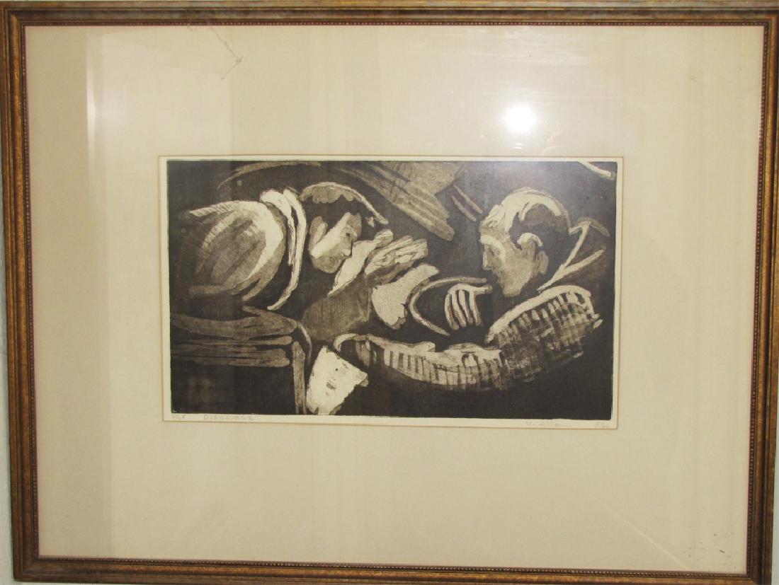 LOT OF (2) WORKS OF ART INCL. ETCHING & PAINTING (1 of 4)
