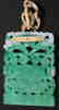 CHINESE JADE PENDANT W/ DIAMOND & 14KT GOLD - 9