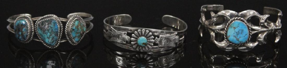 LOT OF (3) NATIVE AMERICAN SILVER BRACELETS (1 of 5)
