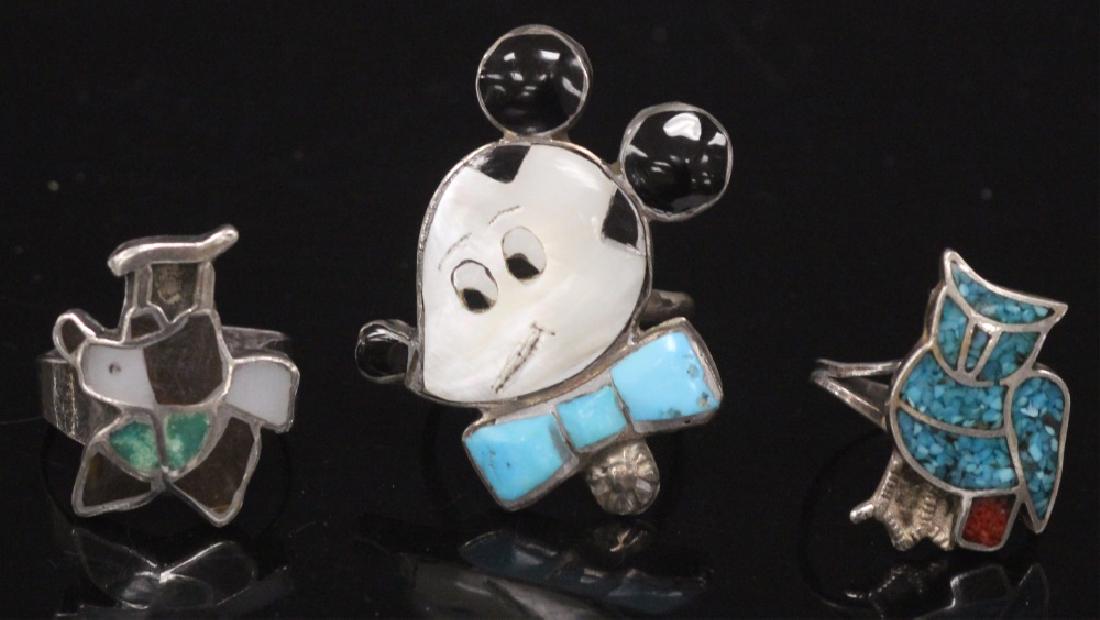 LOT OF (3) NATIVE AMERICAN SILVER RINGS (1 of 2)