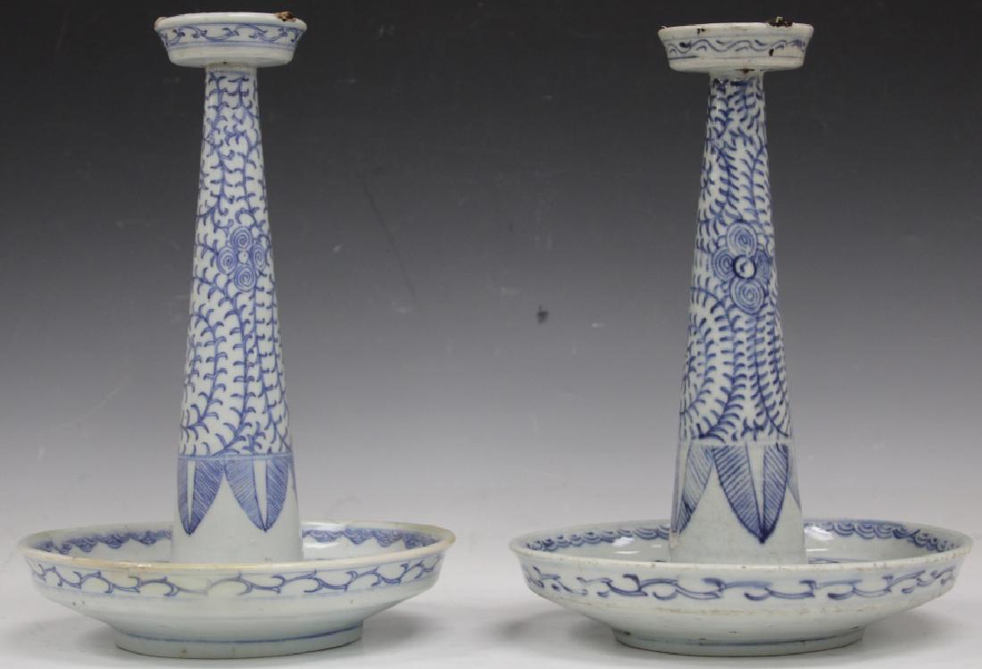 PAIR OF CHINESE PORCELAIN CANDLE STANDS (1 of 7)