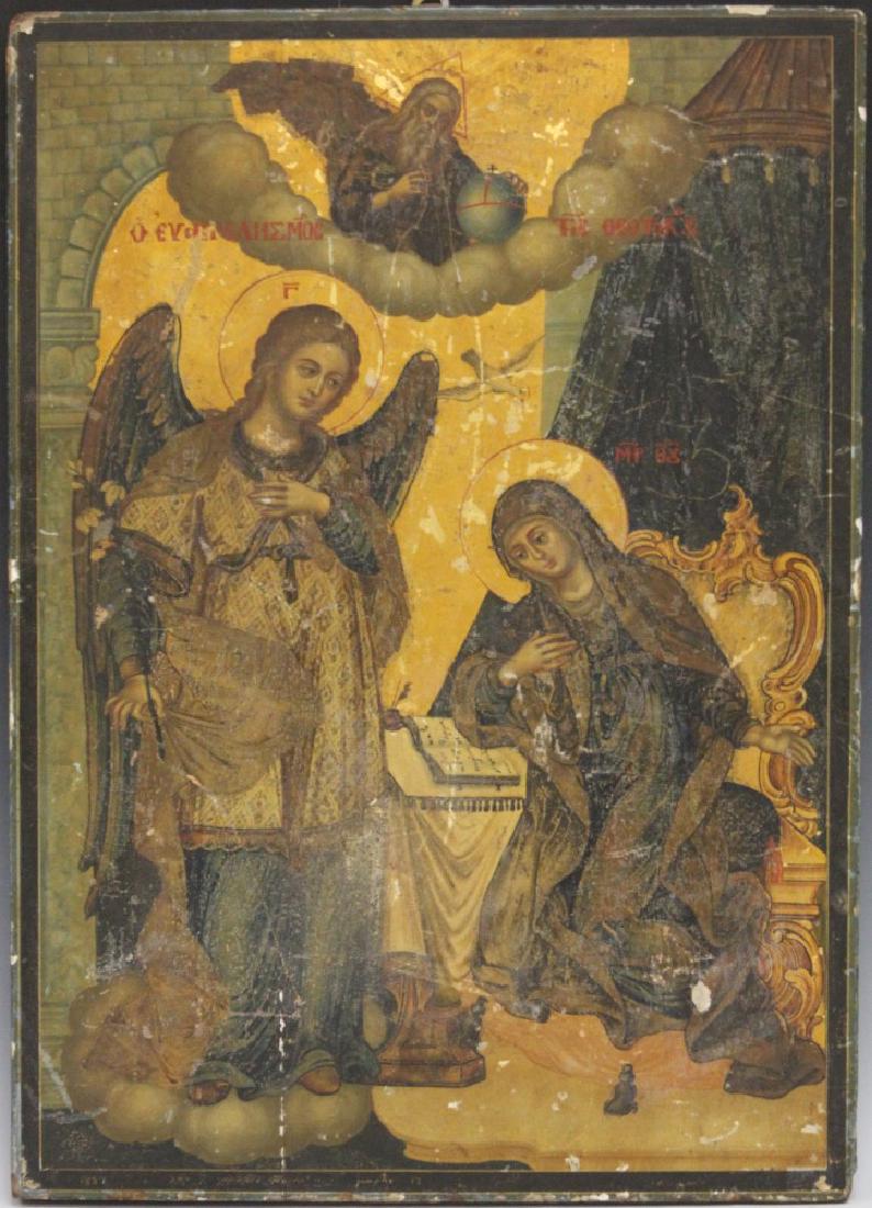EARLY POLYCHROME PAINTED ICON, 15" X 20" (1 of 4)