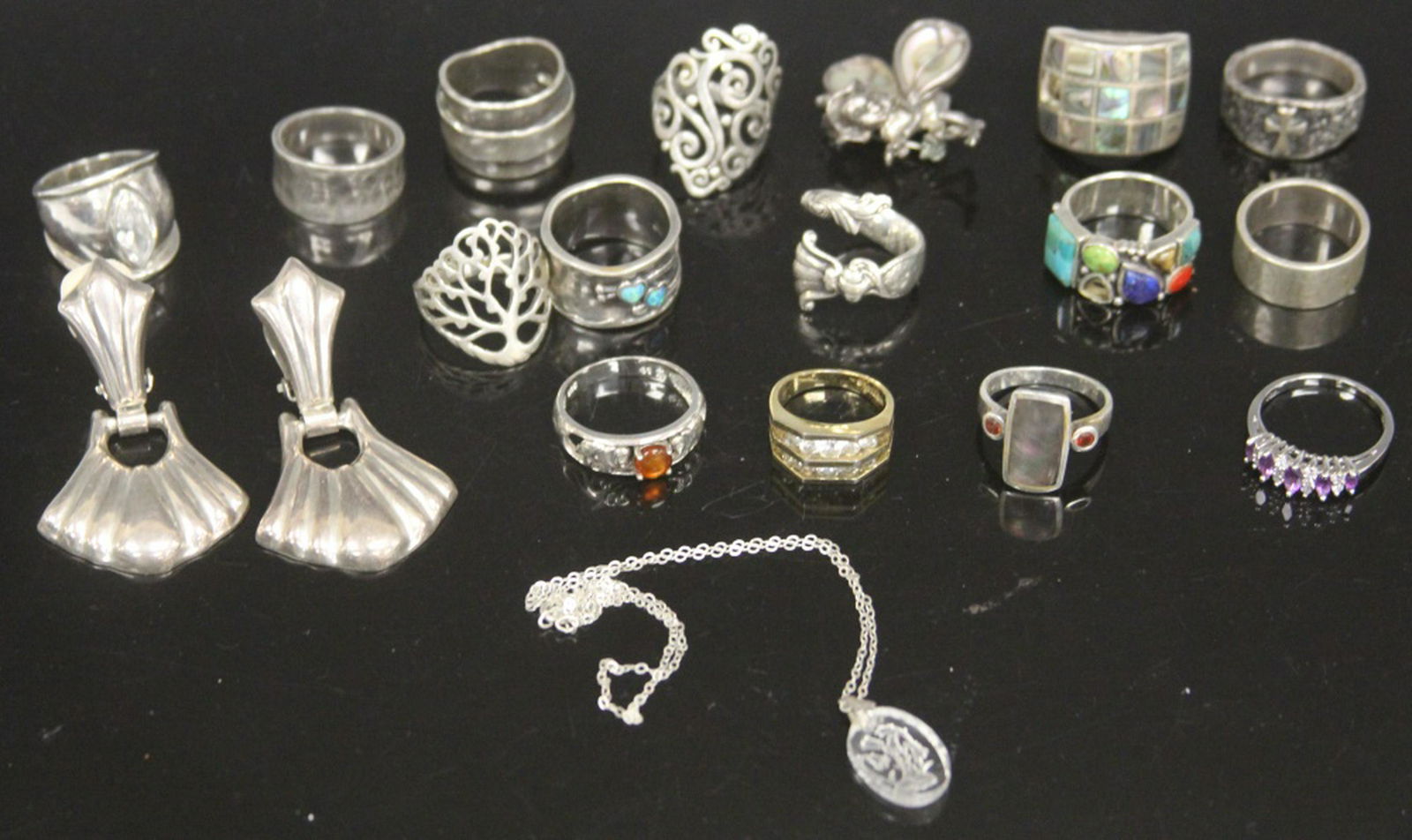 VINTAGE STERLING SILVER JEWELRY, (19) PIECES (1 of 3)