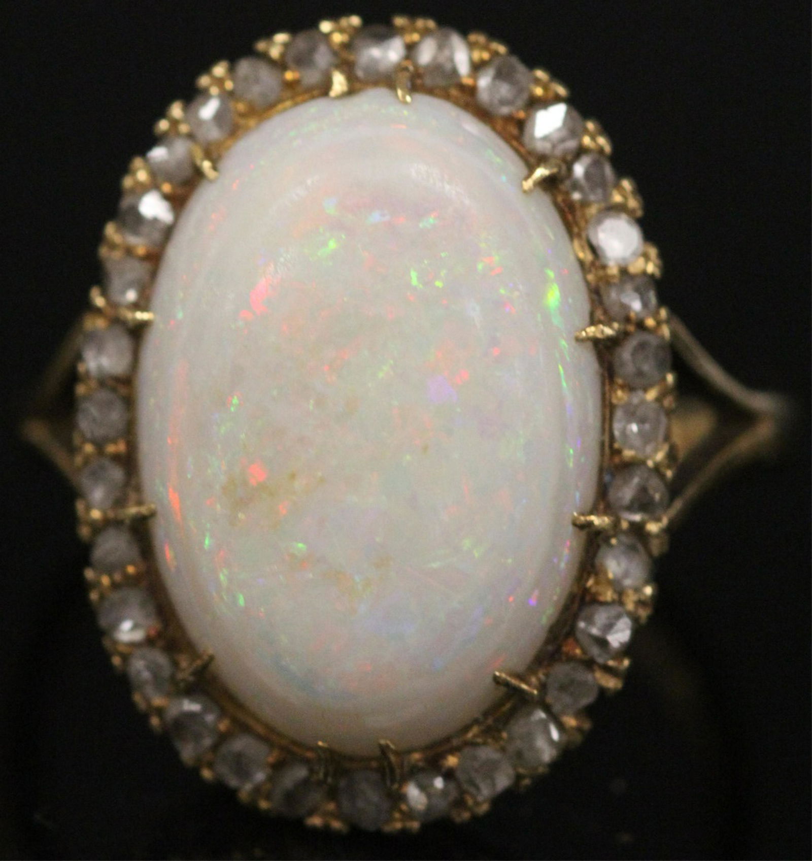 OPAL & DIAMOND 18KT YELLOW GOLD RING, 5.2 GRAMS (1 of 4)