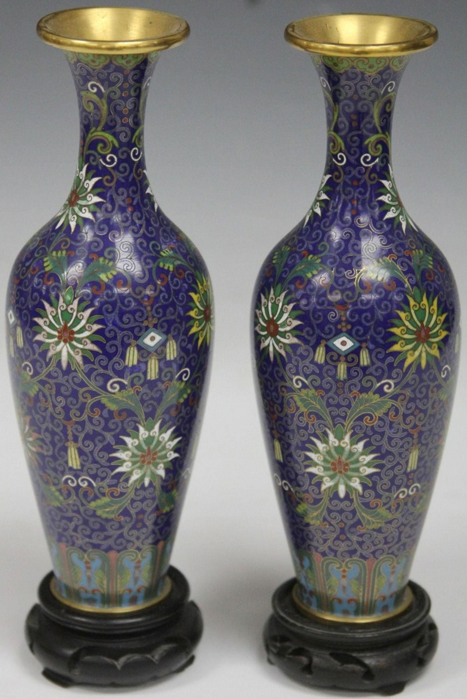 PAIR OF CHINESE CLOISONNE VASES W/ STANDS (1 of 5)