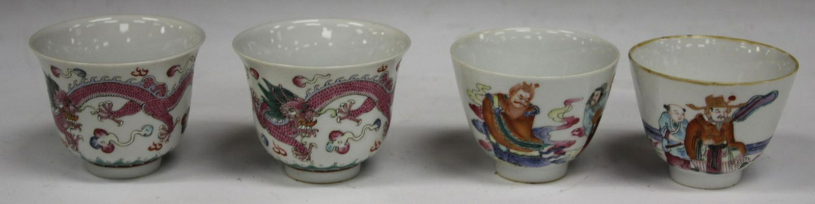 (2) PAIRS OF CHINESE PORCELAIN ENAMELED TEA CUPS (1 of 2)