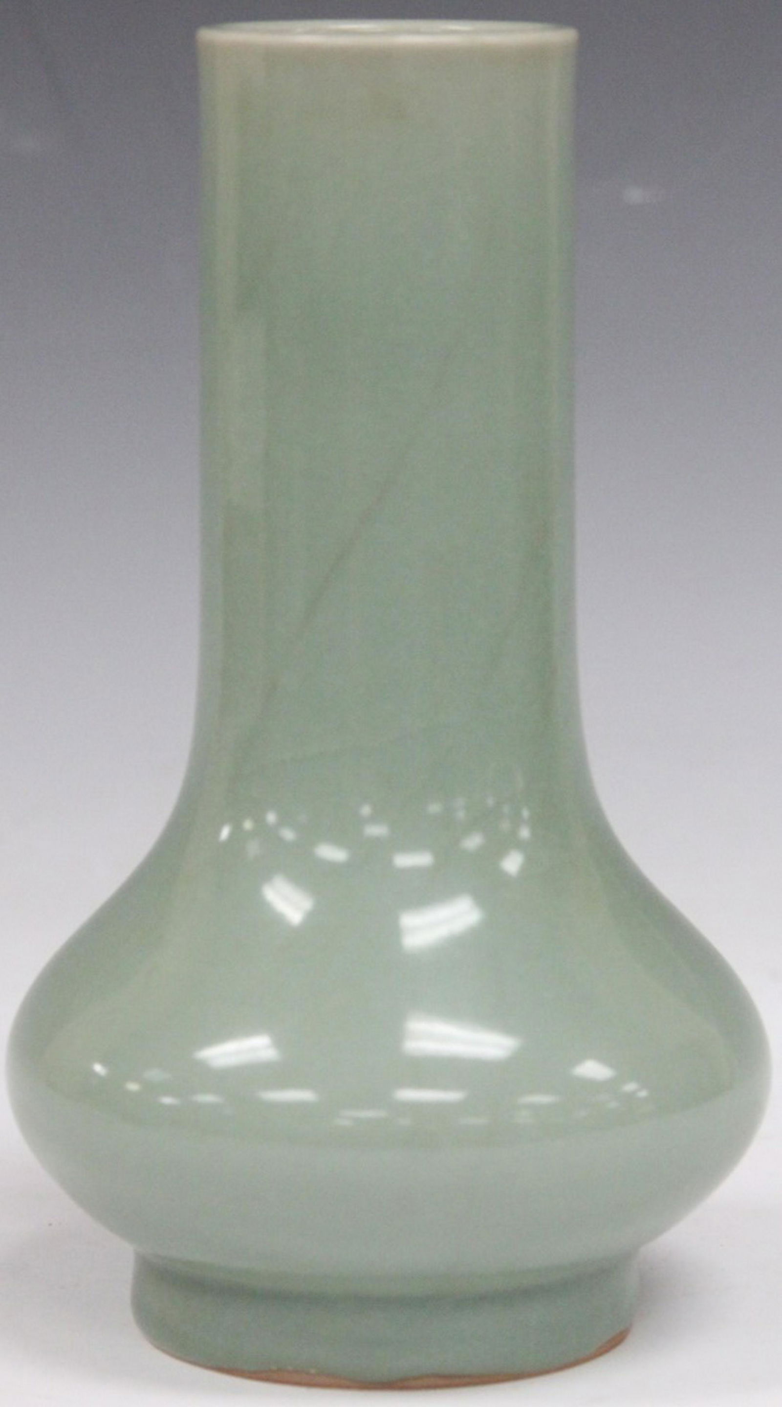 CHINESE CELADON POTTERY VASE, 7 1/2" H (1 of 2)
