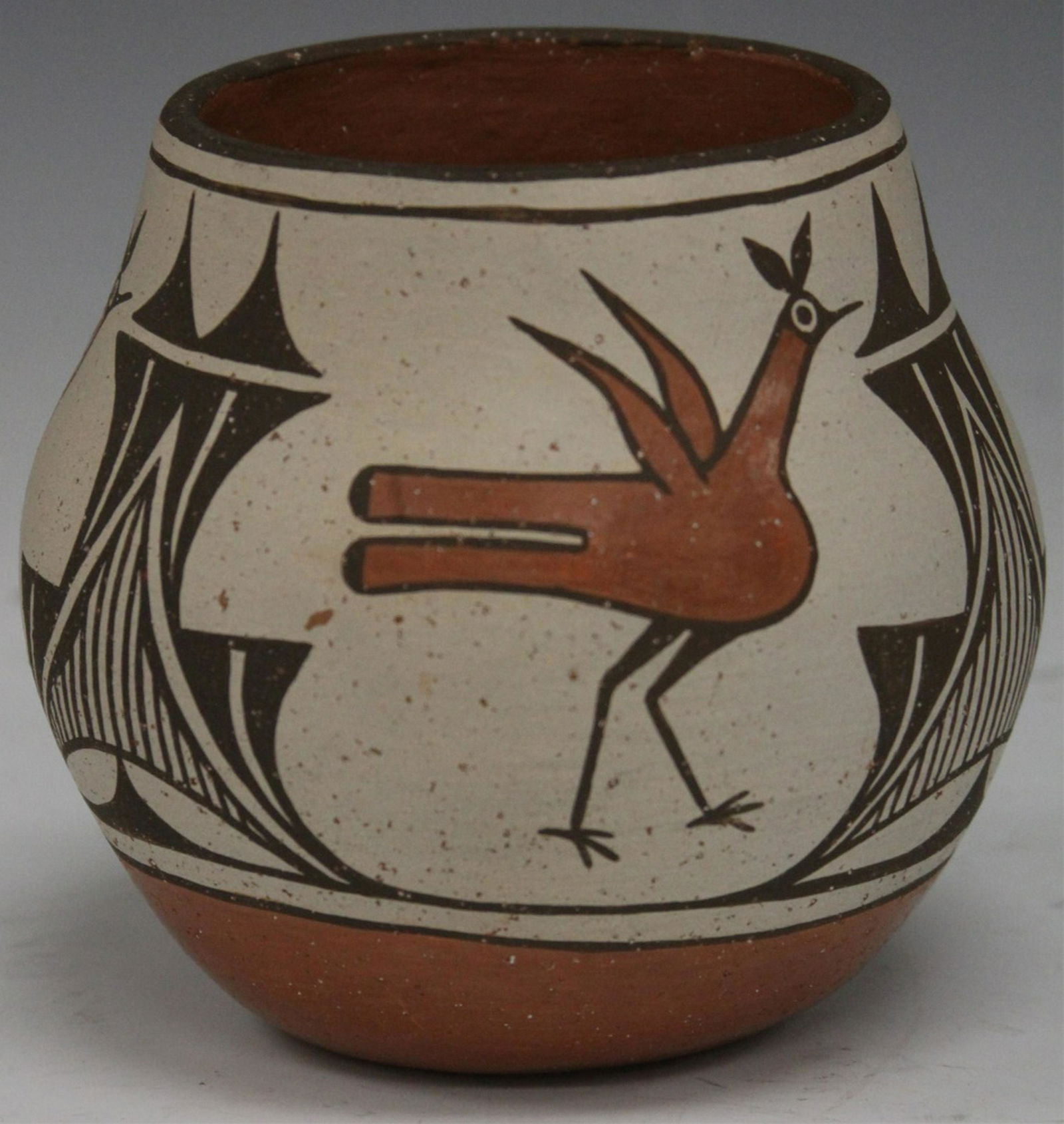 ZIA PUEBLO PAINTED POT, SIGNED BOTTOM (1 of 3)