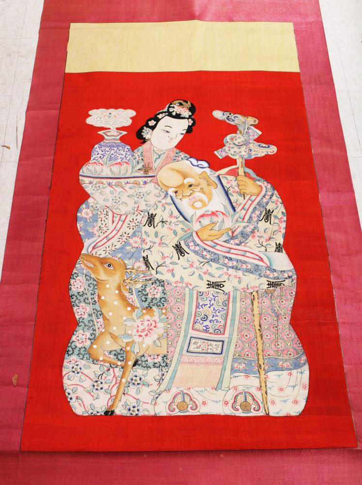 CHINESE TAPESTRY OF MAN & LADY W/DEER (1 of 11)