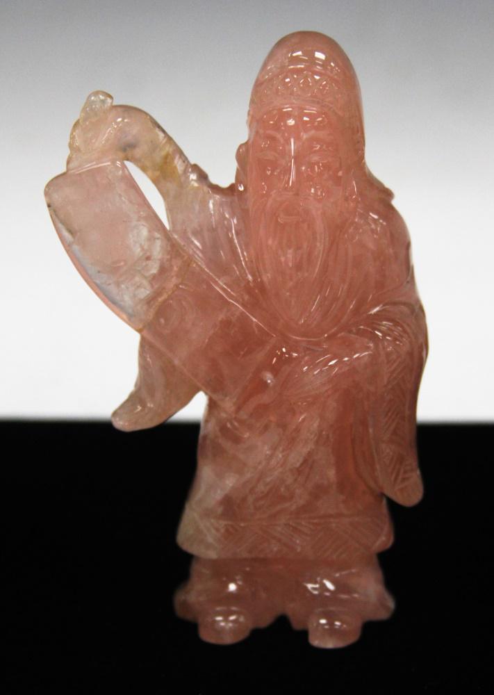 CHINESE ROSE QUARTZ CARVED BUDDHA (1 of 4)