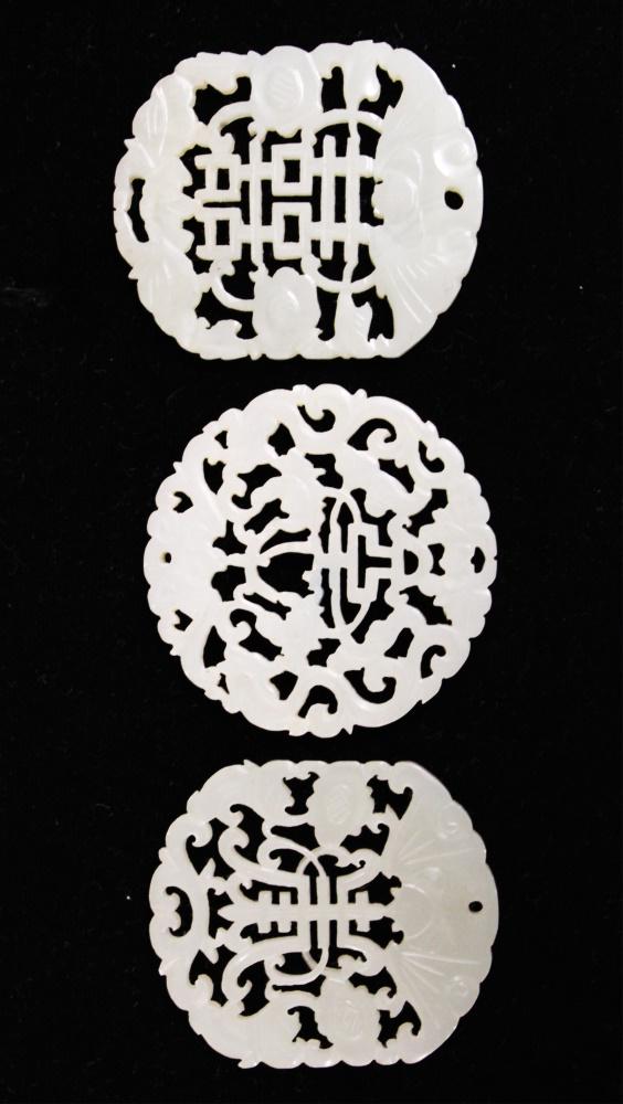 LOT OF (3) CHINESE CARVED JADE PENDANTS (1 of 1)