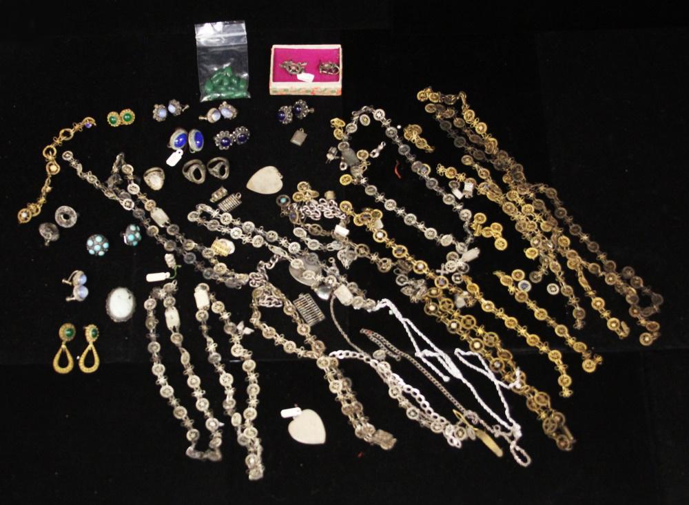 LOT OF VINTAGE SILVER JEWELRY-WESTERN & ASIAN (1 of 6)
