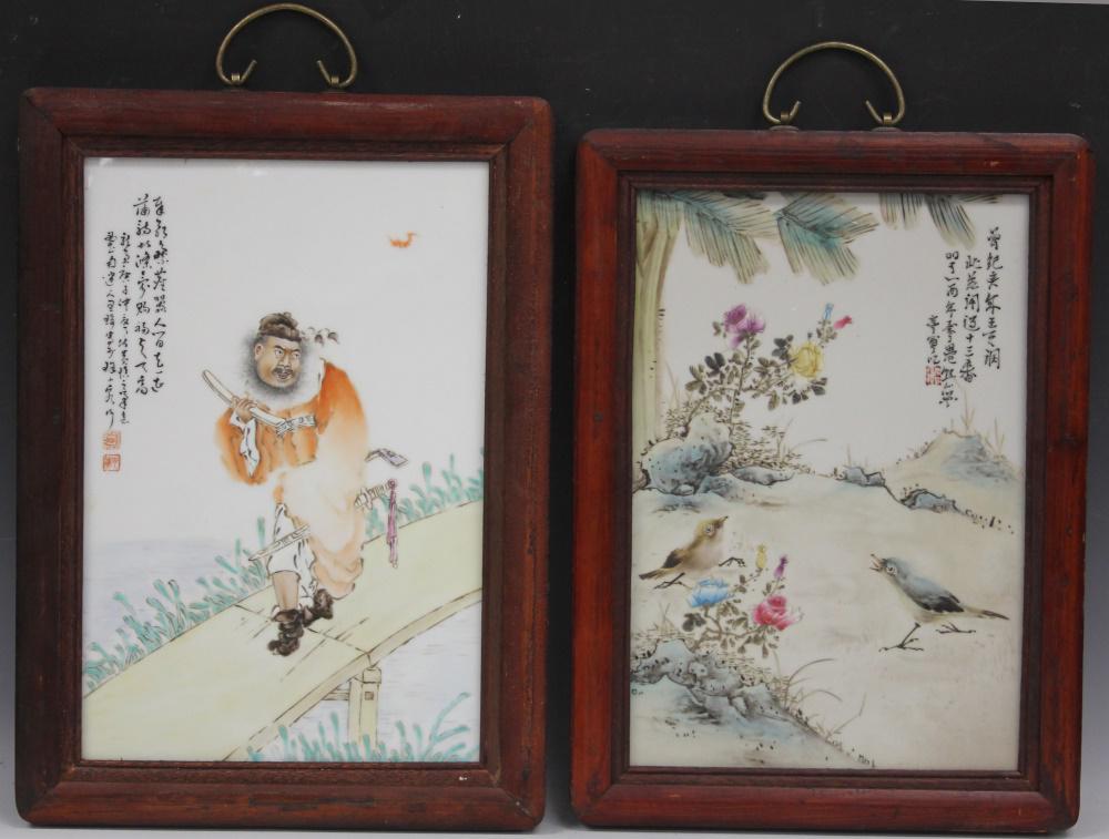 PAIR OF CHINESE PORCELAIN FRAMED WALL PLAQUES (1 of 2)