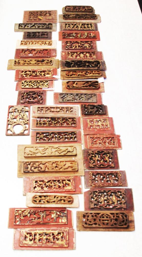 LOT OF (36) PCS. CHINESE CARVED PANELS (1 of 9)