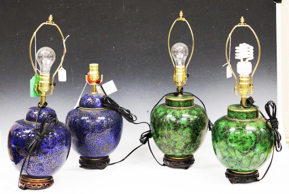 LOT (2) PAIRS OF CHINESE CLOISONNE LAMPS (1 of 3)
