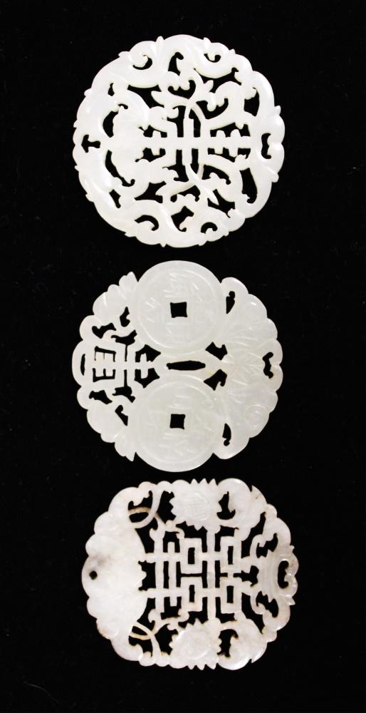 LOT OF (3) CHINESE JADE CARVINGS (1 of 1)