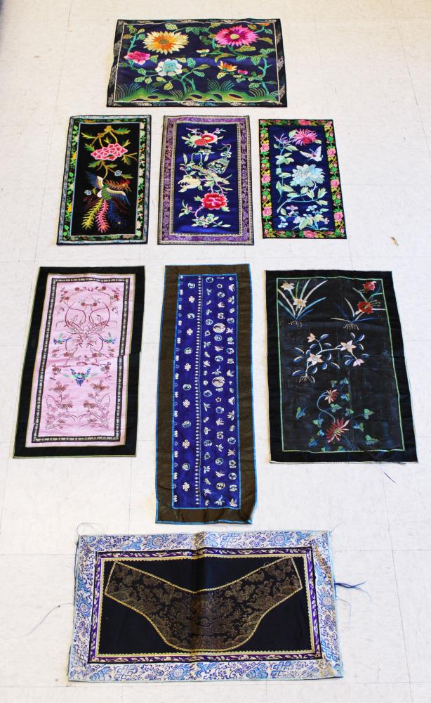 LOT OF (8) CHINESE SILK EMBROIDERED TAPESTRIES (1 of 7)