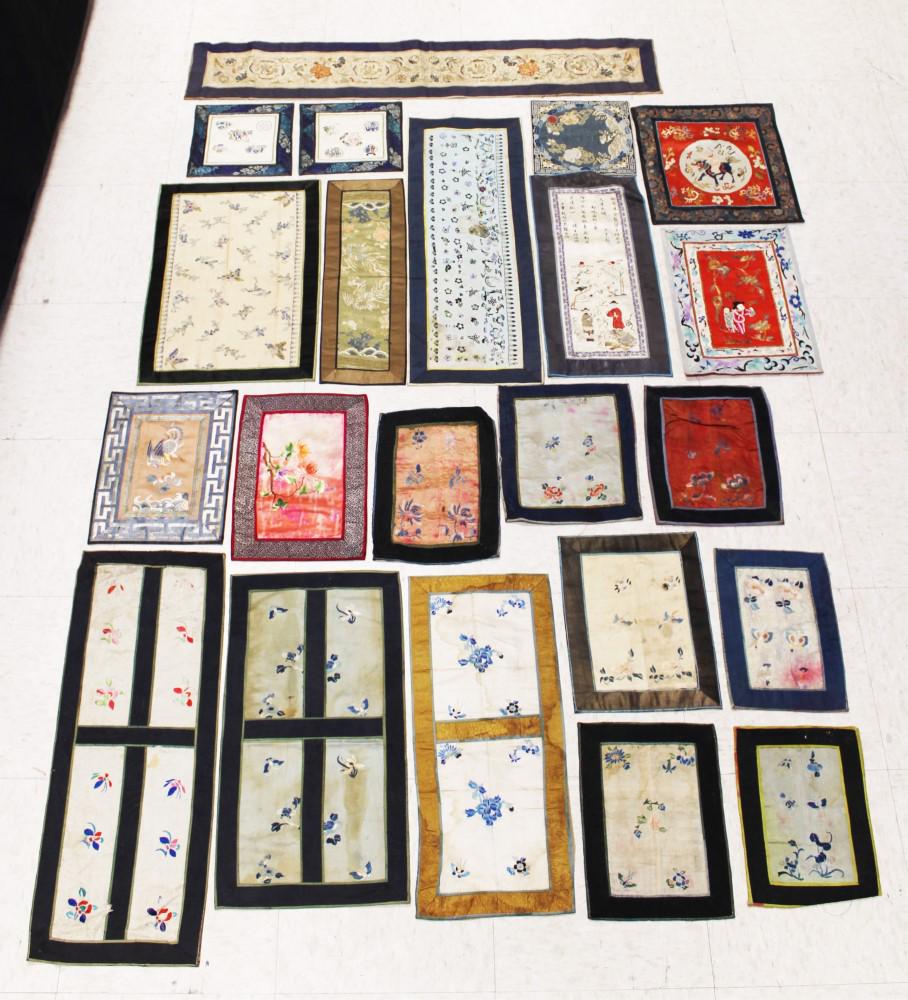 LOT OF (22) CHINESE SILK EMBROIDERED TAPESTRIES (1 of 7)