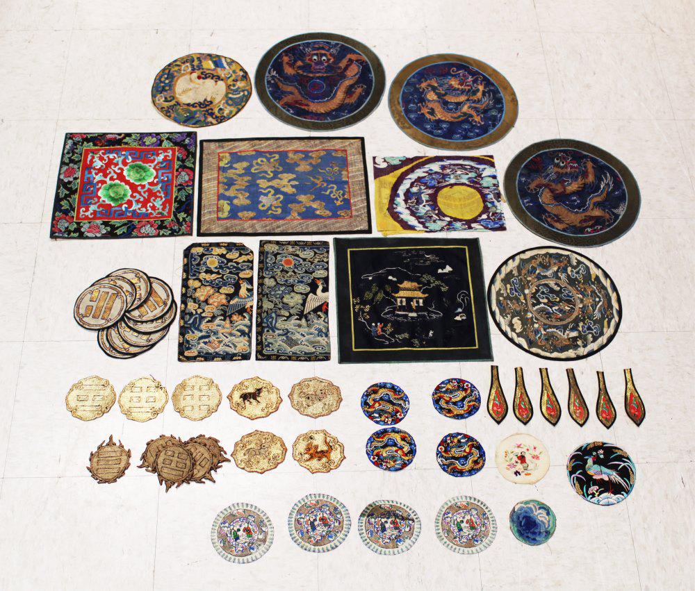 LOT OF (48) CHINESE EMBROIDERED TAPESTRIES (1 of 9)