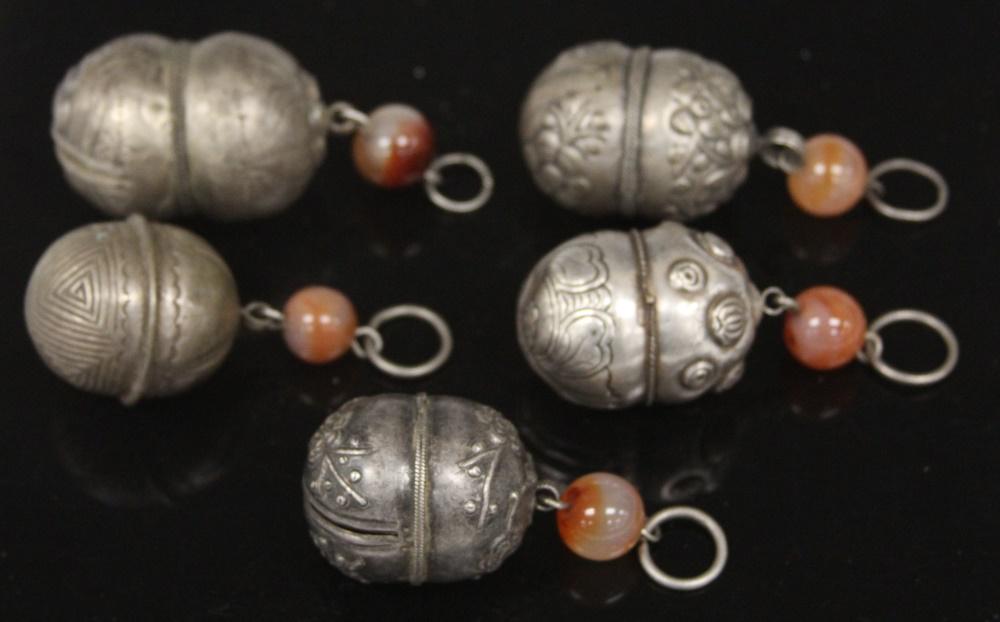 LOT OF (5) LARGE CHINESE SILVER BELL CHARMS (1 of 5)