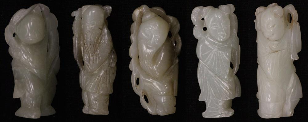 LOT OF (5) CHINESE CARVED JADE FIGURES (1 of 6)