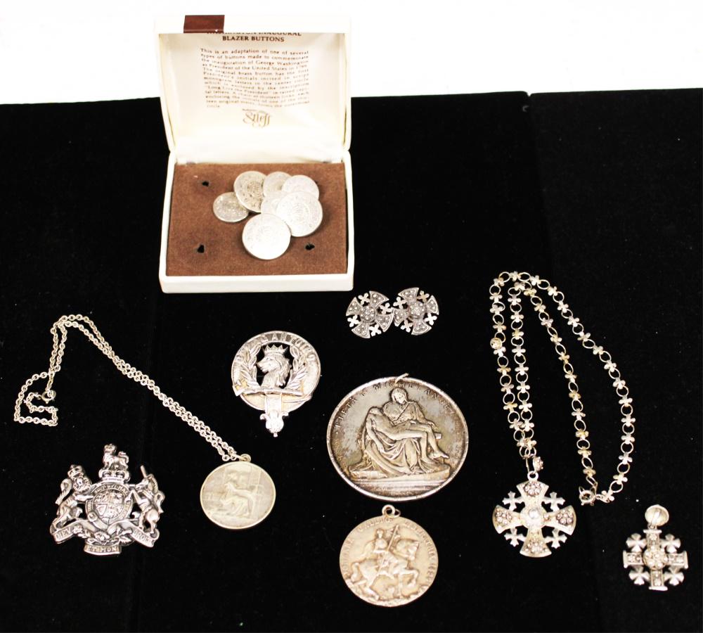 LOT OF 8 VINTAGE COMMEMORATIVE MEDALS, STERLING (1 of 5)