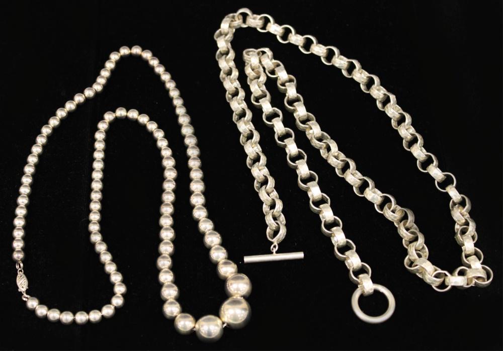 LOT OF (2) SILVER NECKLACES (1 of 2)
