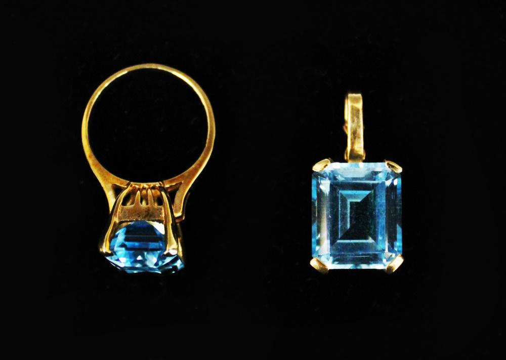 LOT OF (2) 14KT TOPAZ RING & PENDANT (1 of 2)