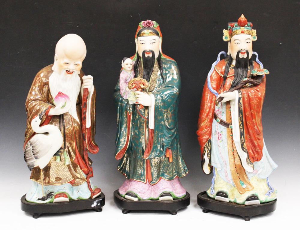 LOT OF (3) VINTAGE CHINESE PORCELAIN STATUES (1 of 9)