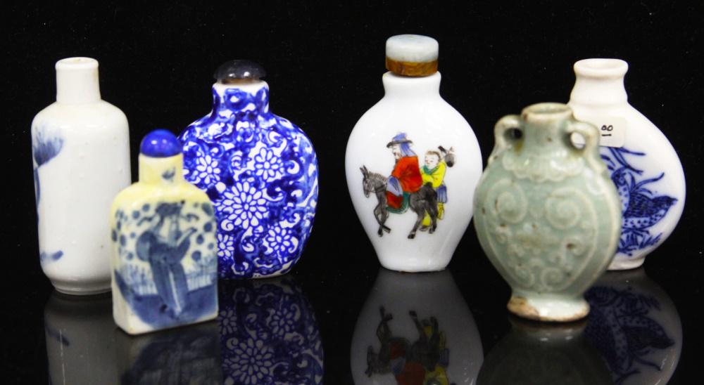 LOT OF (6) VINTAGE CHINESE SNUFF BOTTLES (1 of 1)