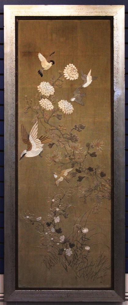 JAPANESE SILK EMBROIDERED TAPESTRY, FRAMED (1 of 6)