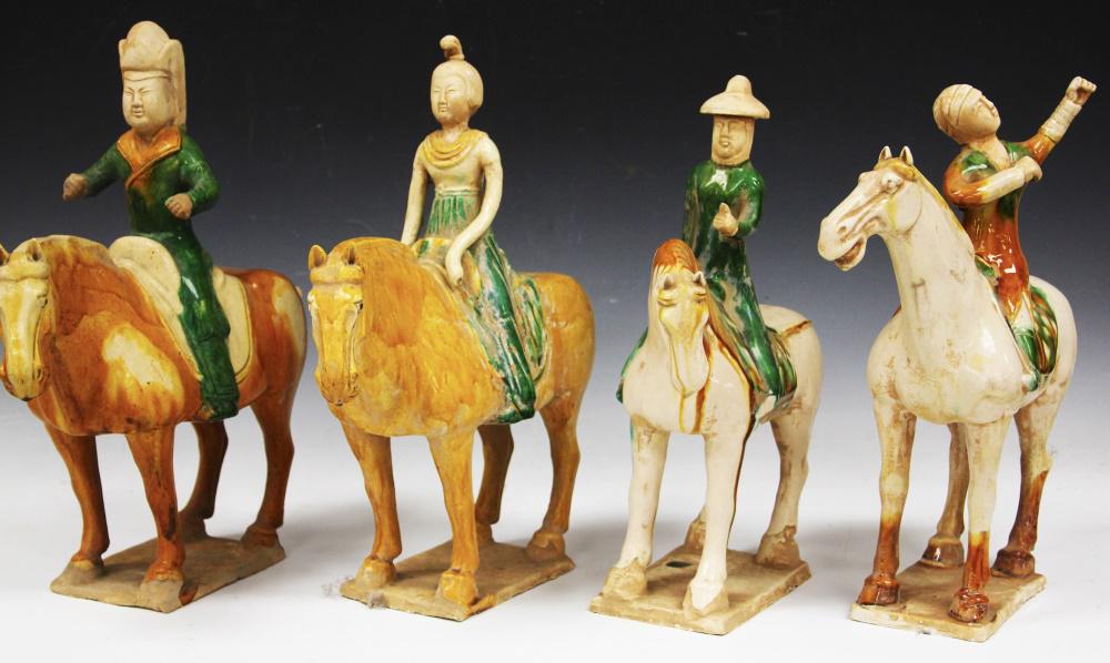 LOT OF (4) CHINESE TANG STYLE FIGURAL POTTERY (1 of 5)