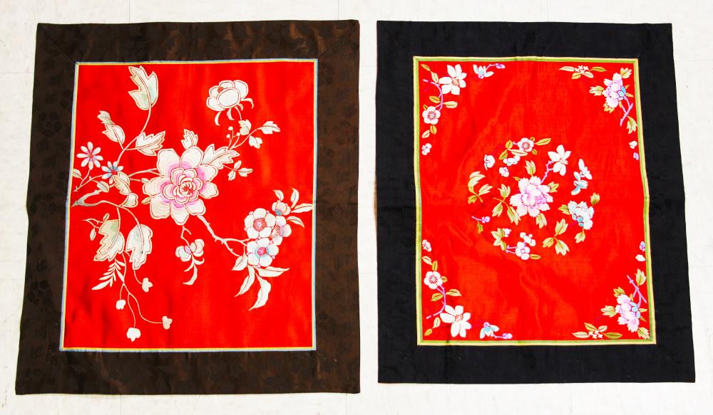 (2) CHINESE 19TH C. EMBROIDERED TAPESTRIES (1 of 3)