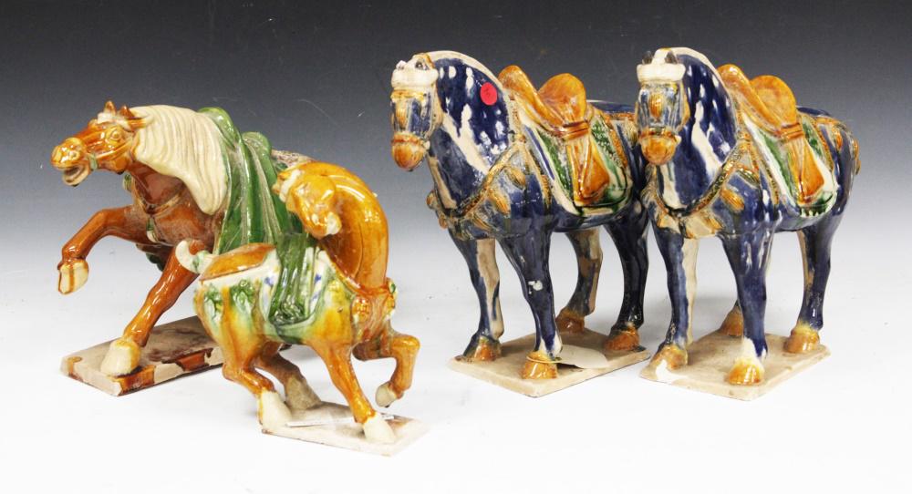 LOT OF (4) TANG STYLE POTTERY FIGURAL HORSES (1 of 1)