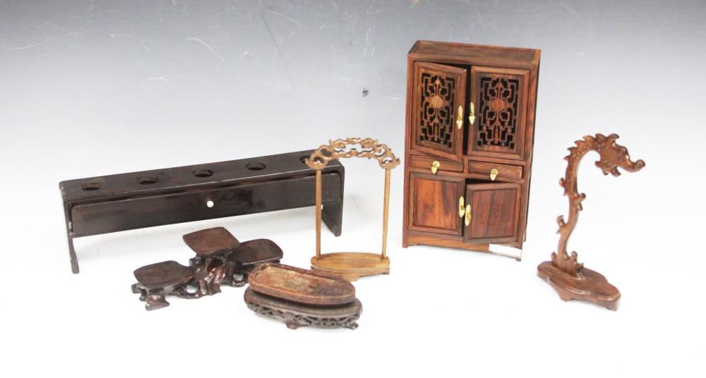 LOT OF (6) CHINESE CARVINGS, MINIATURE CABINET (1 of 3)