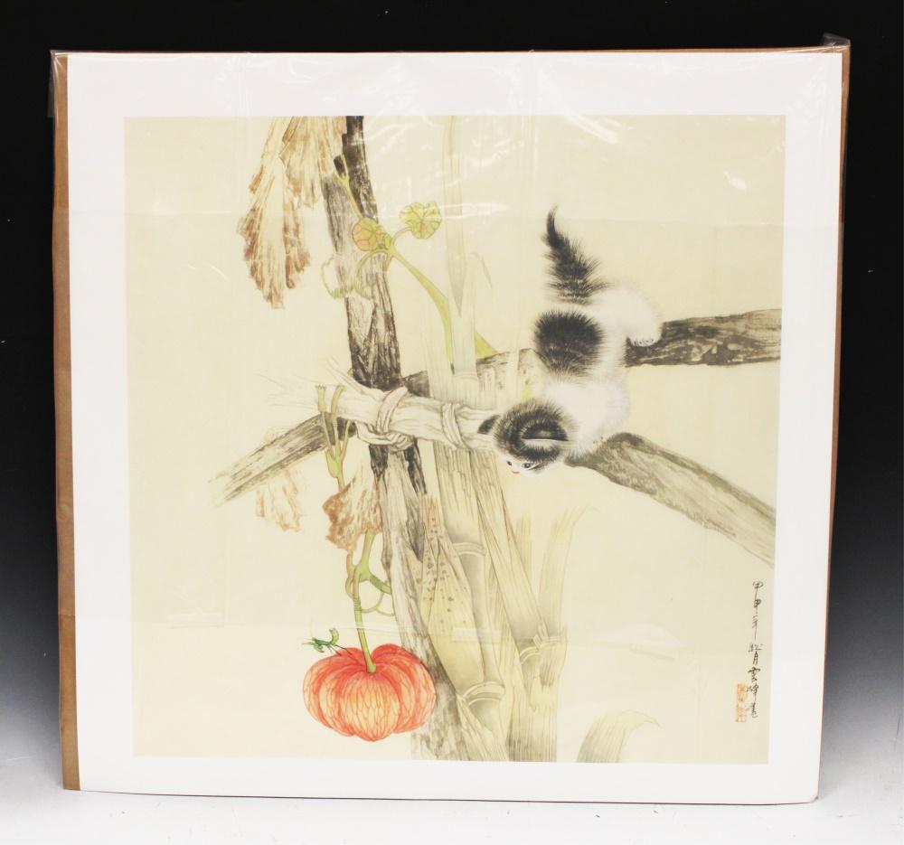 FRANCES CHEW, LITHOGRAPH OF KITTEN W/ PUMPKIN (1 of 1)