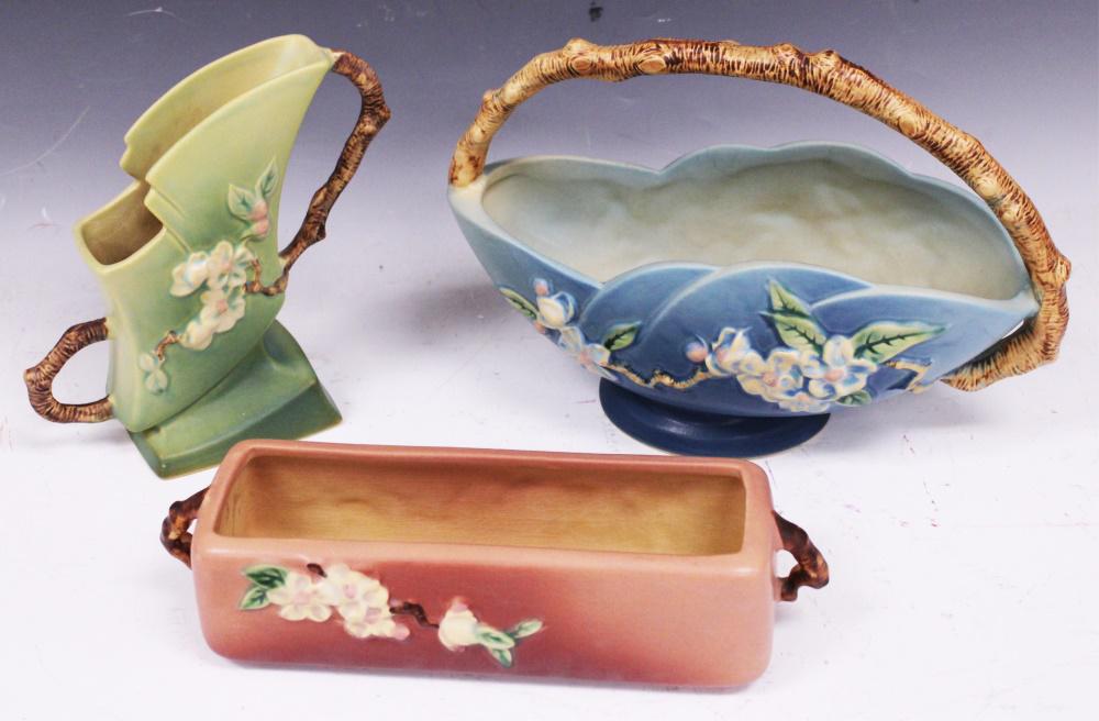 LOT OF (3) ROSEVILLE APPLE BLOSSOM POTTERY (1 of 11)