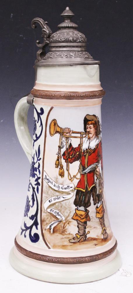 GERMAN MUSICAL STEIN W/ PAINTED DECORATION, 1900'S (1 of 9)
