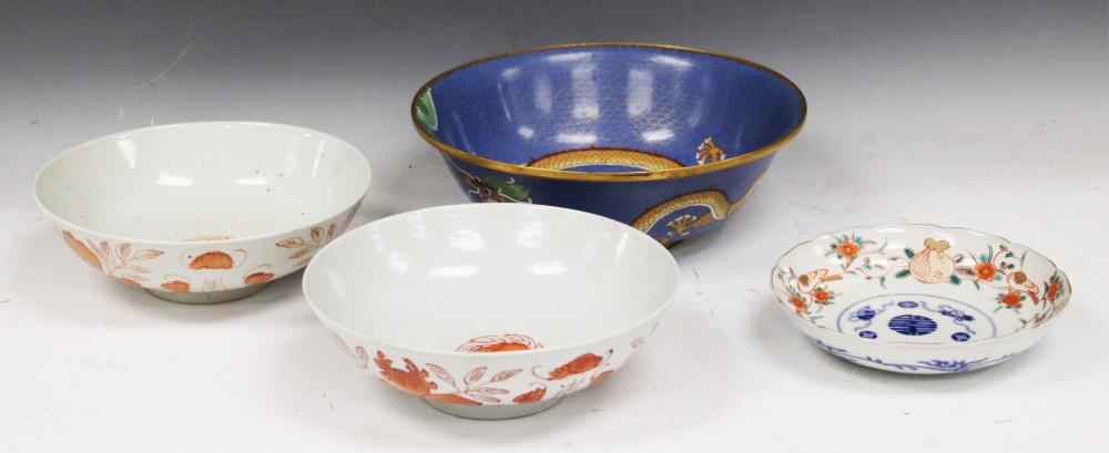LOT OF (4) - CHINESE CLOISSONE BOWL, PORCELAIN (1 of 6)